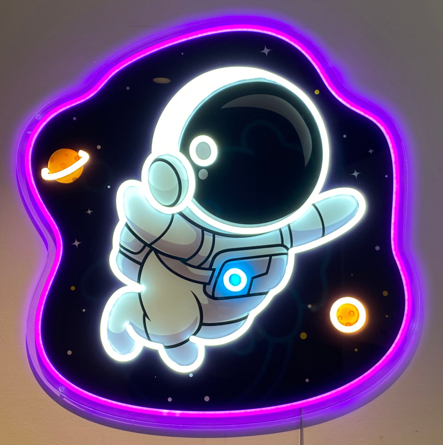Astronaut in Space UV Print Neon Art
