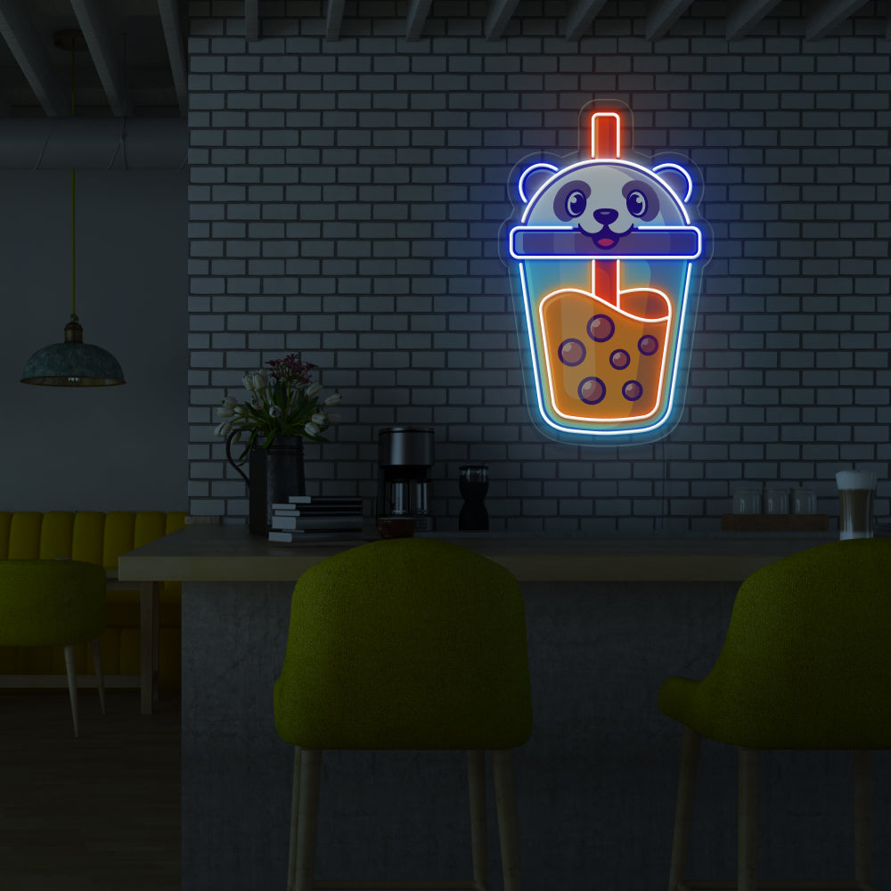 Bubble Tea Panda UV Printed Acrylic Art