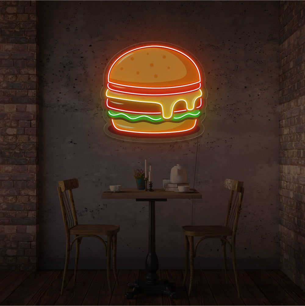 Burger UV Print Neon Art