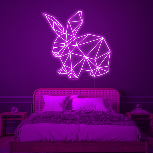 Geometric Rabbit Neon Art