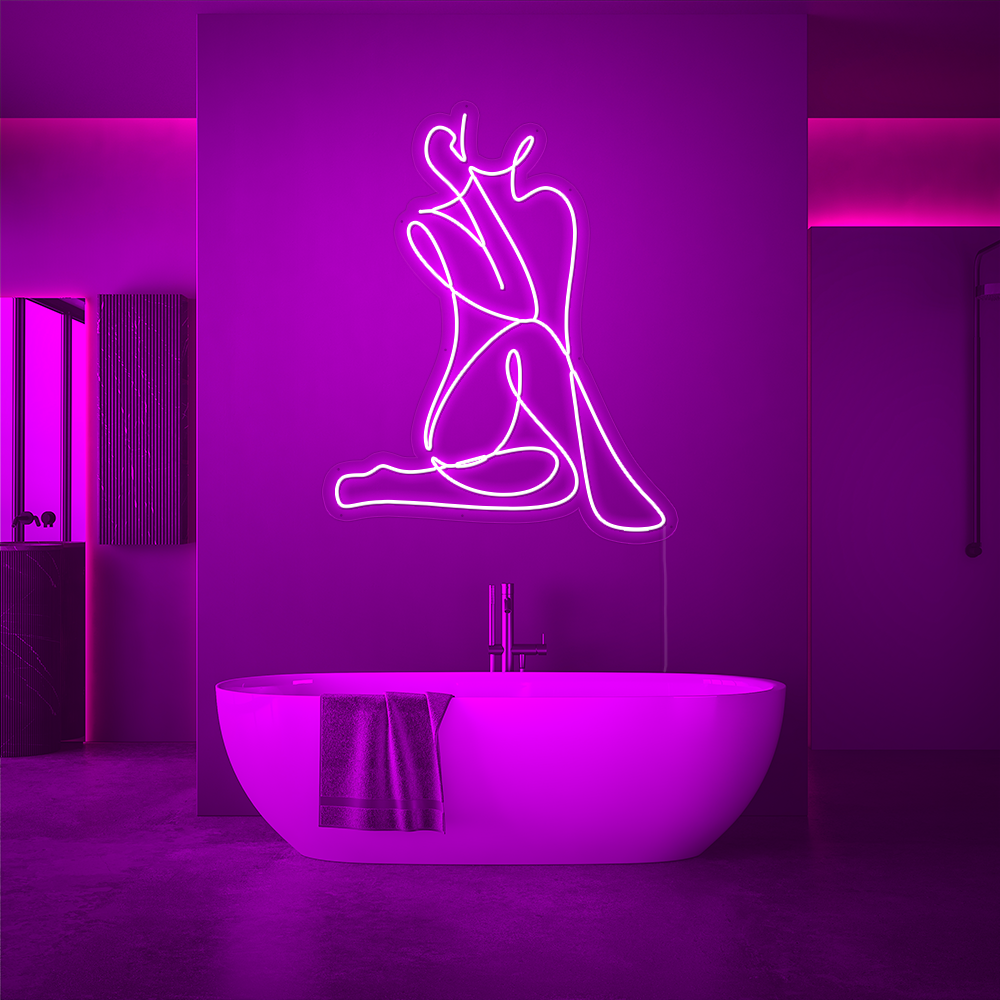 Posing Woman Neon Line Art