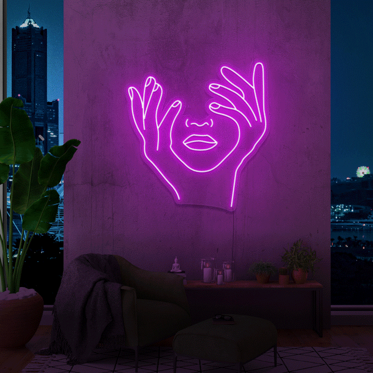 Face & Hands Neon Sign