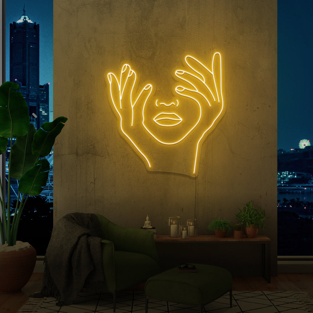 Face & Hands Neon Sign