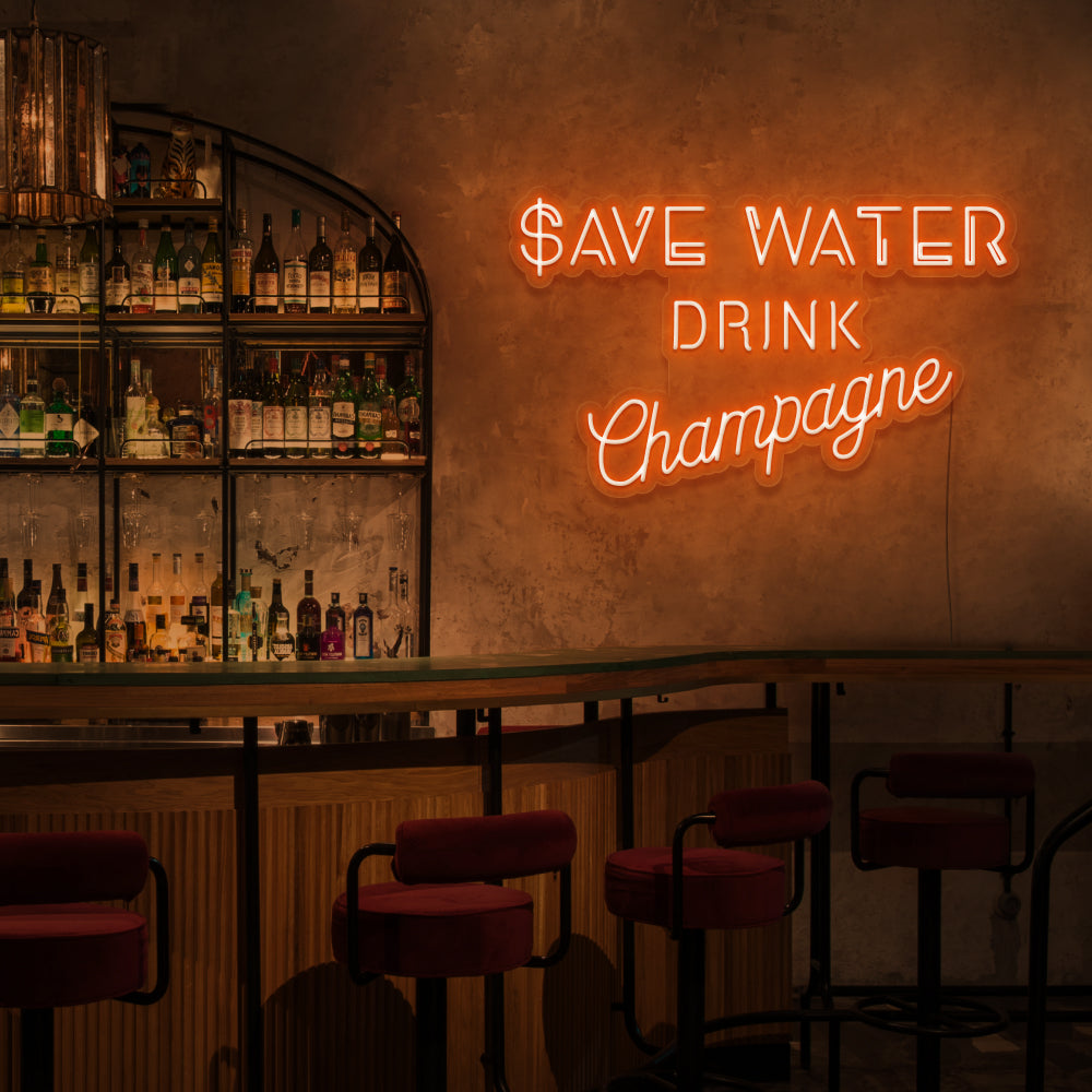 Save Water, Drink Champagne Neon Sign