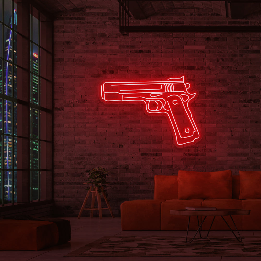 Gun Neon Sign